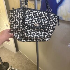 Coach Black and White Patterned Shoulder Bag